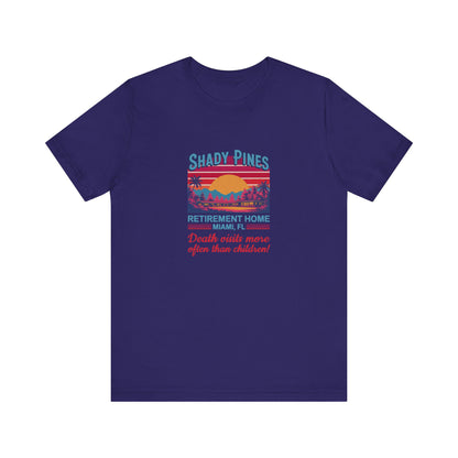 Shady Pines (Death Visits More Often Than Children) — Retro Tee (Dark)