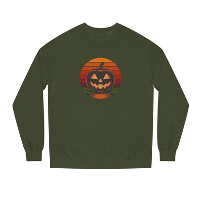 Retro Jack: Bold Grin — Halloween Sunset Sweatshirt (Dark)