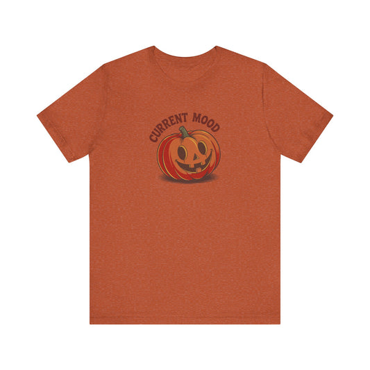 Current Mood (Cute Pumpkin) — Retro Halloween Tee (Light)