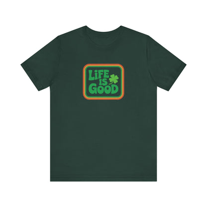 Life Is Good, Shamrock Style — St. Patrick’s Retro Tee (Dark)