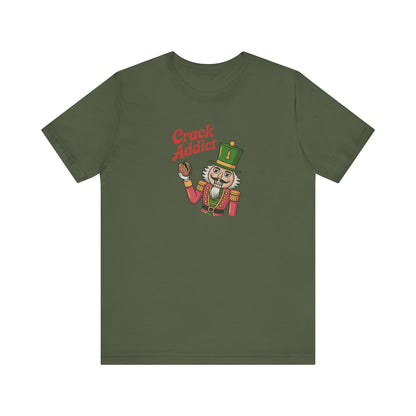 Crack Addict Nutcracker — Vintage Christmas Retro Tee (Dark)