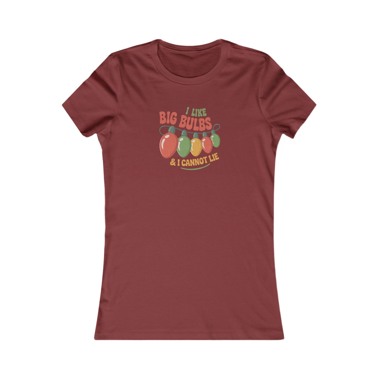 I Like Big Bulbs and I Cannot Lie — Christmas Lights Retro Women's Tee (Dark)