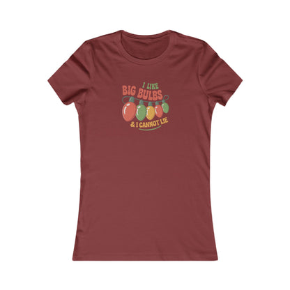 I Like Big Bulbs and I Cannot Lie — Christmas Lights Retro Women's Tee (Dark)