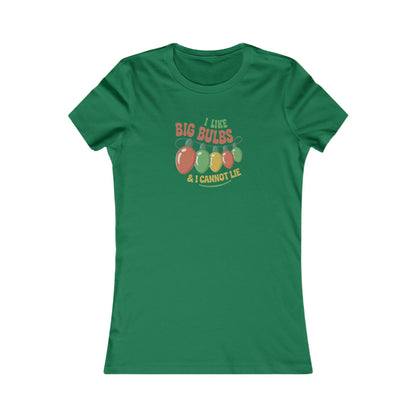 I Like Big Bulbs and I Cannot Lie — Christmas Lights Retro Women's Tee (Dark)