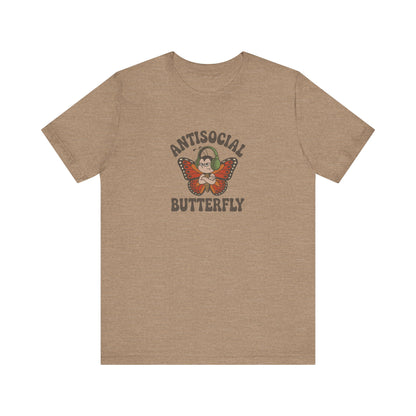Antisocial Butterfly (Male) — Retro Workout Tee (Light)