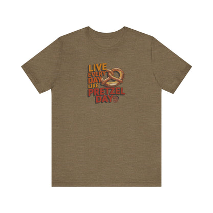 Live Every Day Like Pretzel Day — Stanley Hudson Retro Tee (Light)