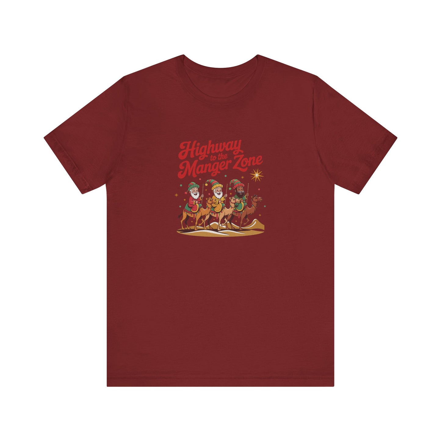 Highway to the Manger Zone — Top Gun-Inspired Christmas Retro Tee (Dark)