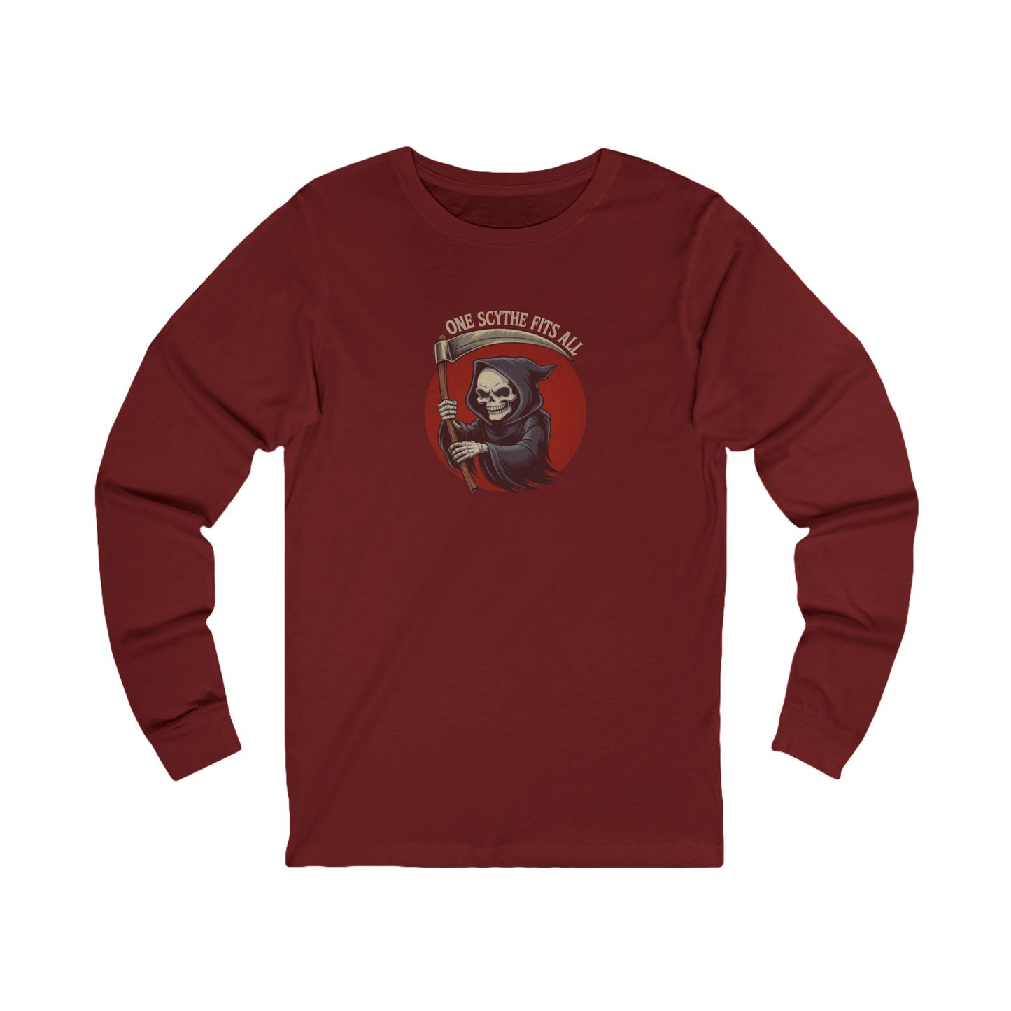 One Scythe Fits All — Grim Reaper Retro Long Sleeve (Dark)