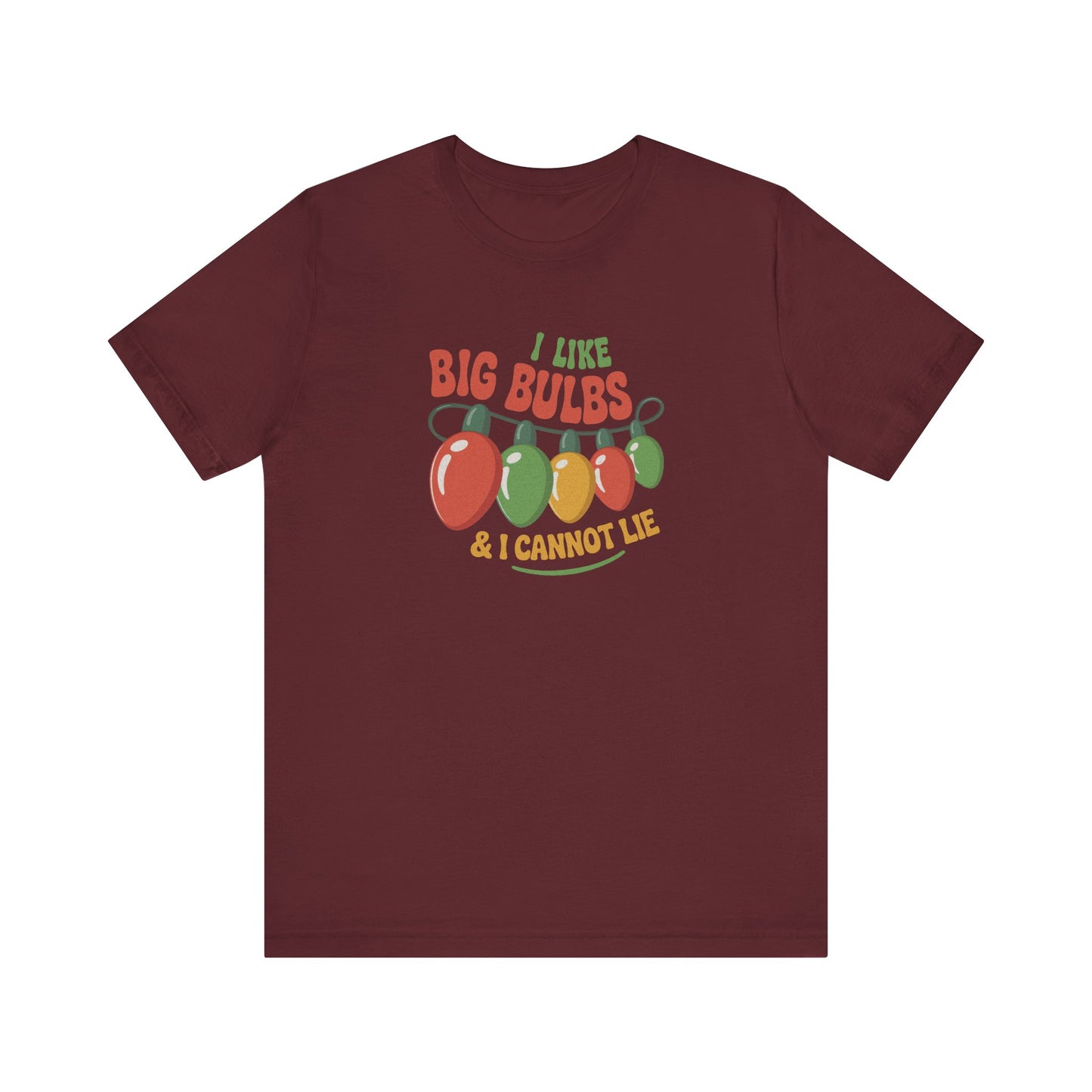 I Like Big Bulbs and I Cannot Lie — Christmas Lights Retro Tee (Dark)