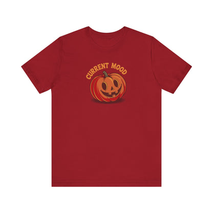 Current Mood (Cute Pumpkin) — Retro Halloween Tee (Dark)