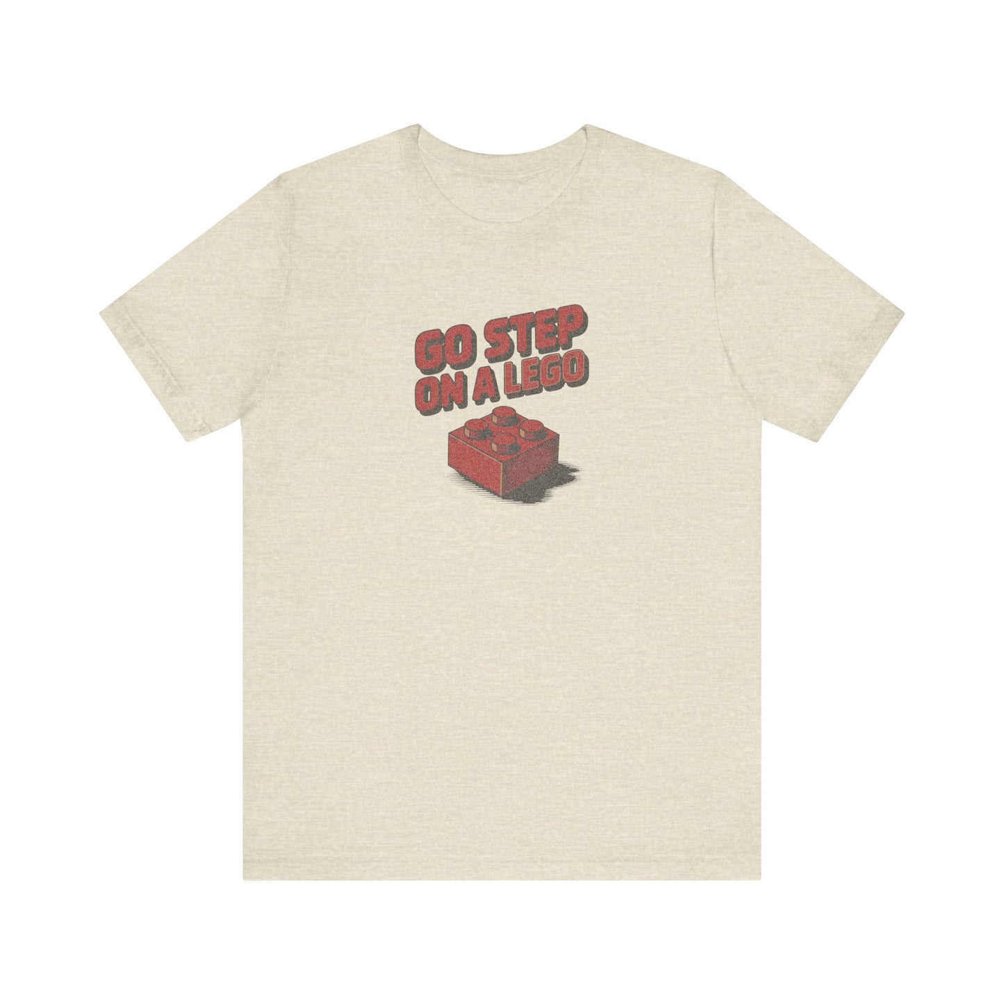 Go Step on a LEGO — Red Plastic Brick Retro Tee (Light)