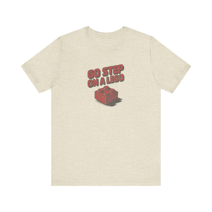 Go Step on a LEGO — Red Plastic Brick Retro Tee (Light)