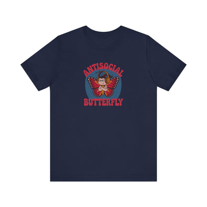Antisocial Butterfly (Female) — Retro Workout Tee (Dark)