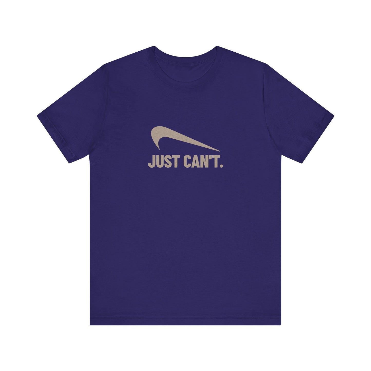 Just Can’t Athletic Parody — Retro Workout Tee (Dark)