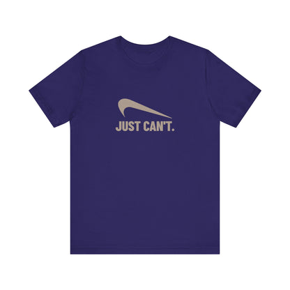 Just Can’t Athletic Parody — Retro Workout Tee (Dark)