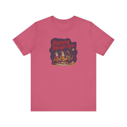 Highway to the Manger Zone — Top Gun Christmas Retro Tee (Light)