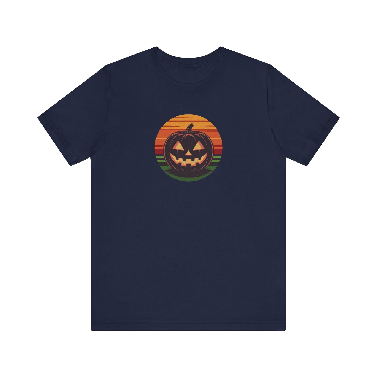 Retro Jack: Glowing Classic — Halloween Sunset Tee (Dark)