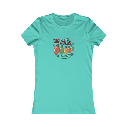 I Like Big Bulbs and I Cannot Lie — Christmas Lights Retro Women's Tee (Light)