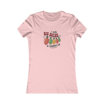 I Like Big Bulbs and I Cannot Lie — Christmas Lights Retro Women's Tee (Light)
