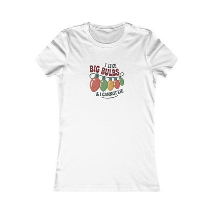 I Like Big Bulbs and I Cannot Lie — Christmas Lights Retro Women's Tee (Light)