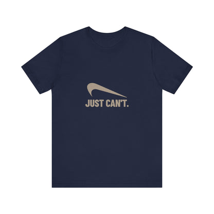 Just Can’t Athletic Parody — Retro Workout Tee (Dark)