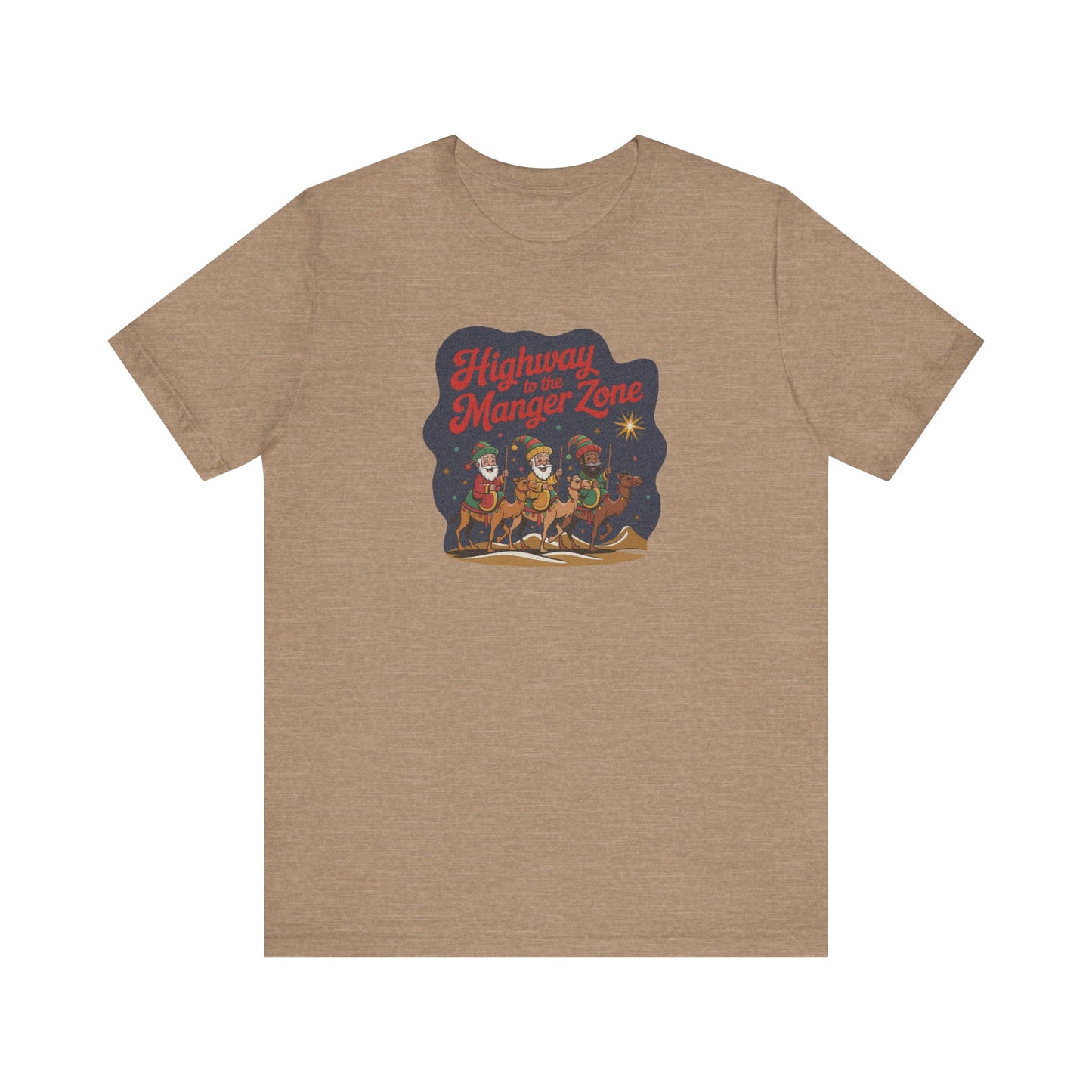 Highway to the Manger Zone — Top Gun Christmas Retro Tee (Light)