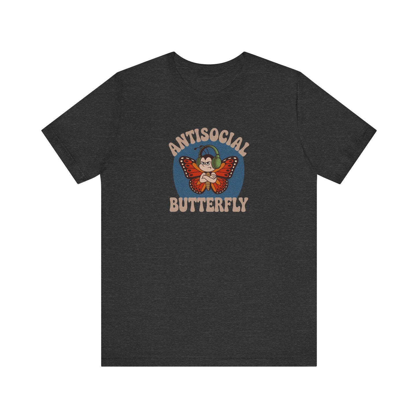 Antisocial Butterfly (Male) — Retro Workout Tee (Dark)