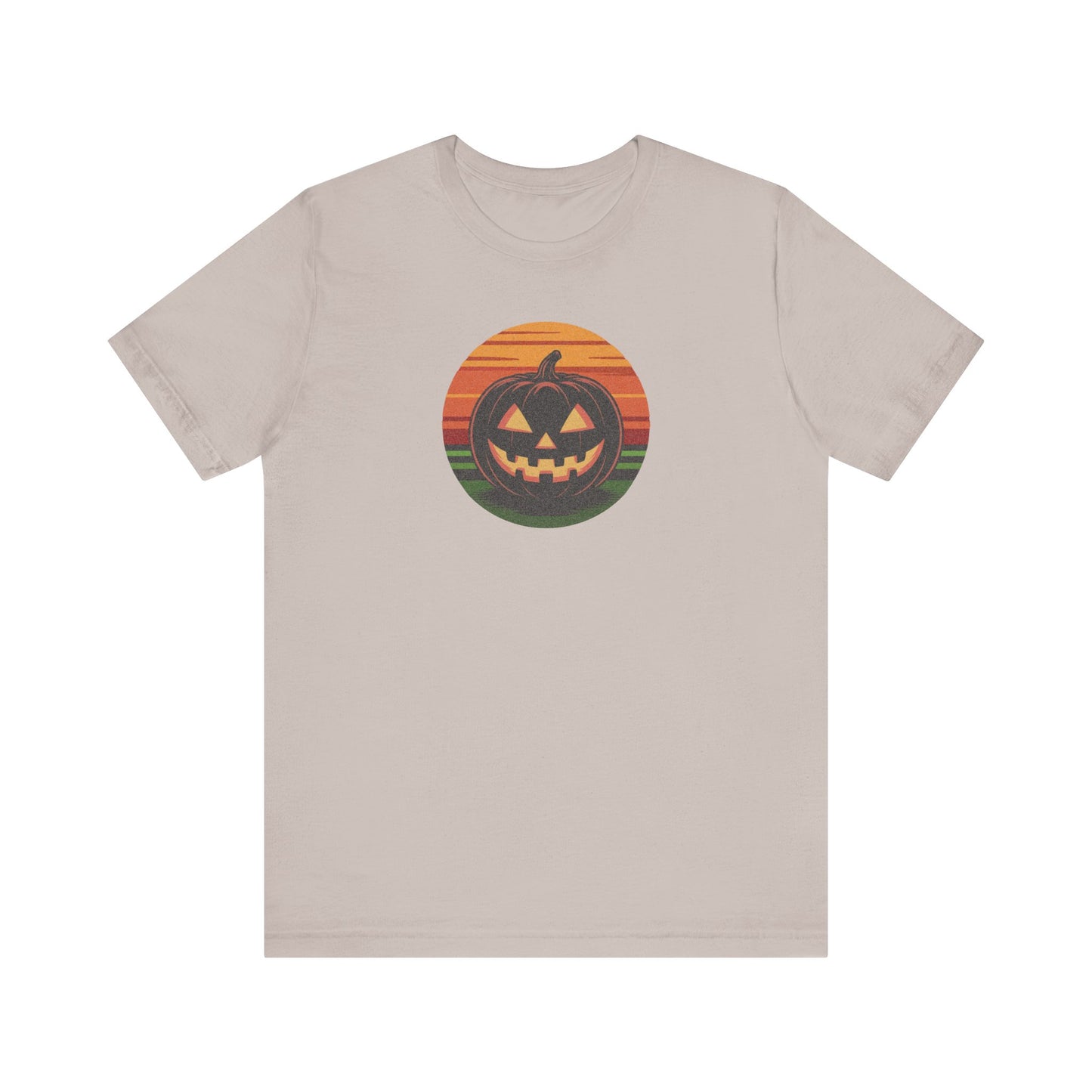 Retro Jack: Glowing Classic — Halloween Sunset Tee (Light)