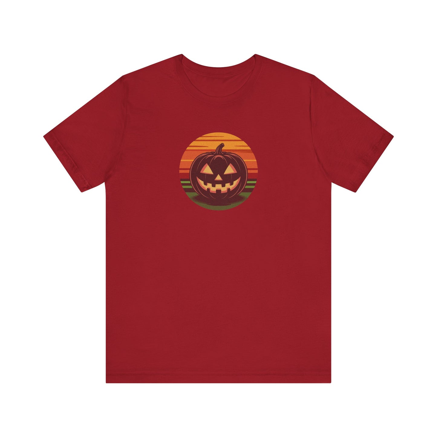 Retro Jack: Glowing Classic — Halloween Sunset Tee (Dark)