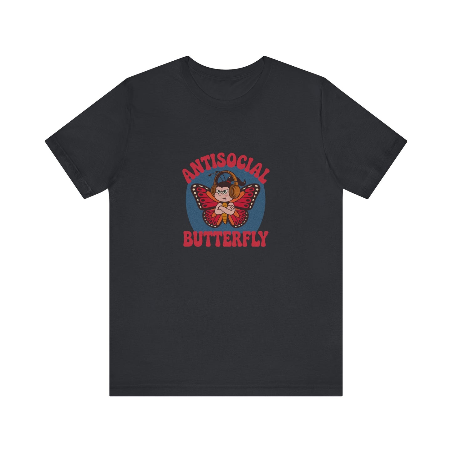 Antisocial Butterfly (Female) — Retro Workout Tee (Dark)