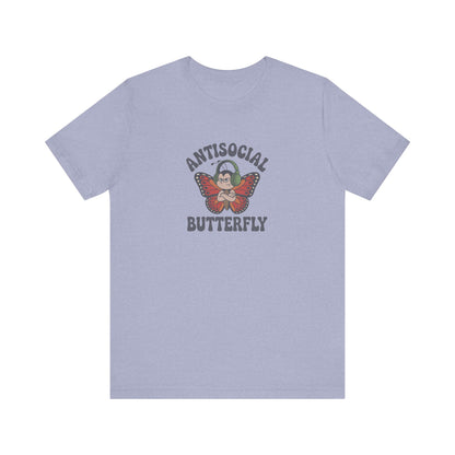 Antisocial Butterfly (Male) — Retro Workout Tee (Light)