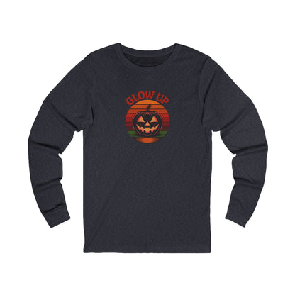 Halloween Glow Up Pumpkin — Retro Autumn Sunset Long Sleeve (Dark)