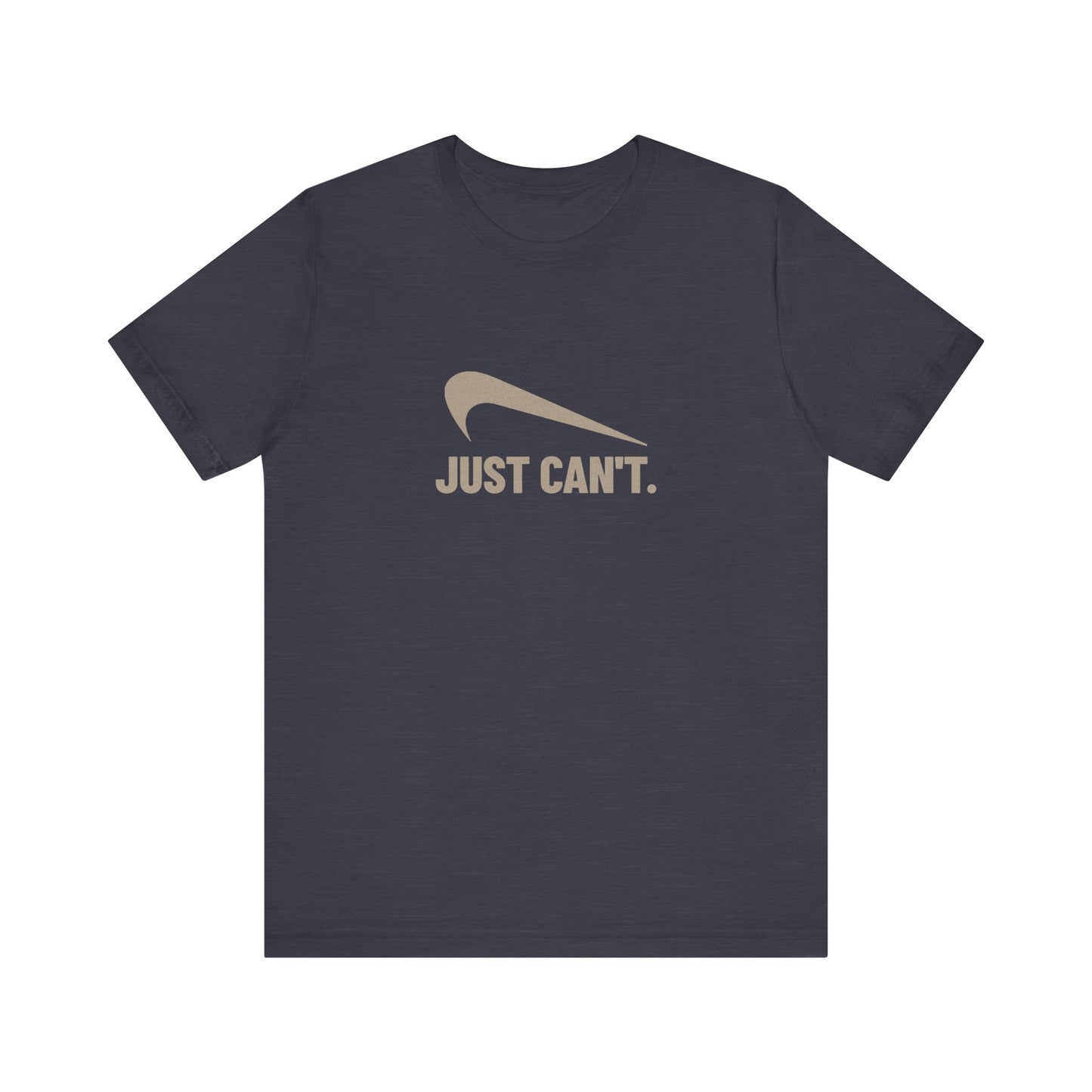 Just Can’t Athletic Parody — Retro Workout Tee (Dark)