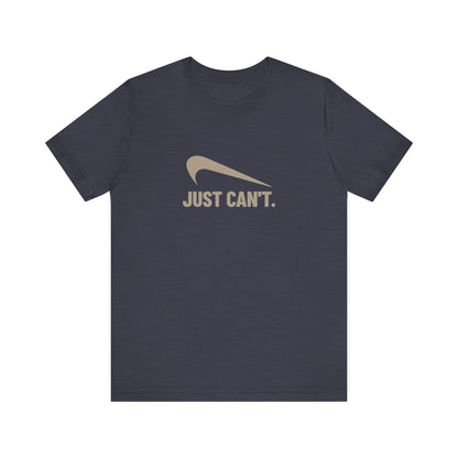 Just Can’t Athletic Parody — Retro Workout Tee (Dark)