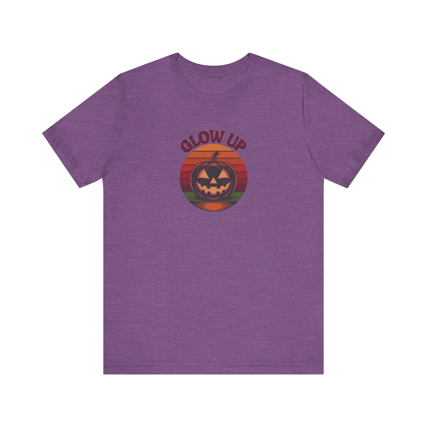 Halloween Glow Up Pumpkin — Retro Autumn Sunset Tee (Light)