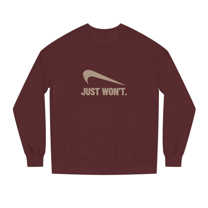 Just Won’t Athletic Parody — Retro Workout Sweatshirt (Dark)