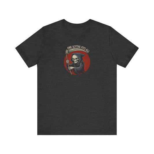One Scythe Fits All — Grim Reaper Retro Tee (Dark)