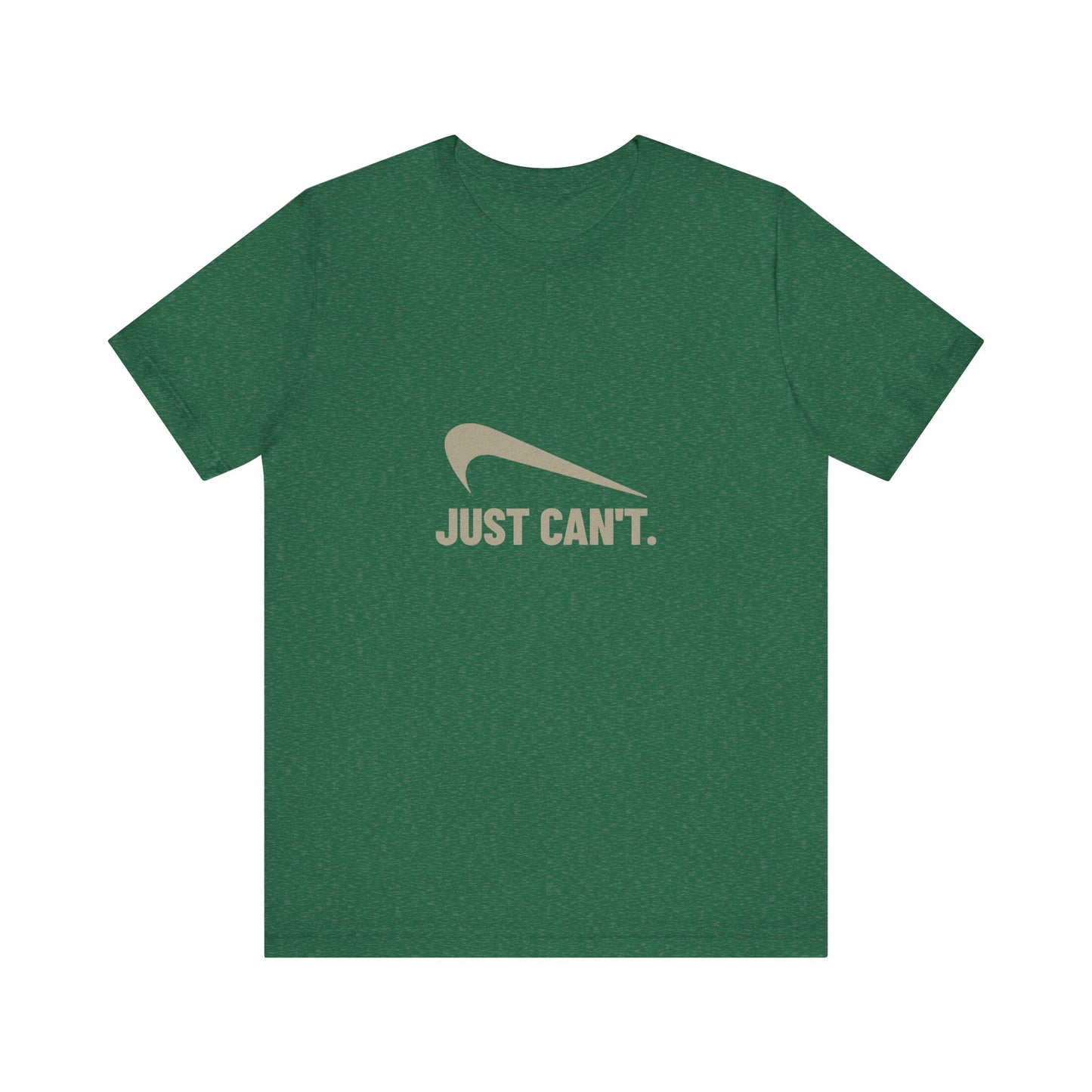 Just Can’t Athletic Parody — Retro Workout Tee (Dark)