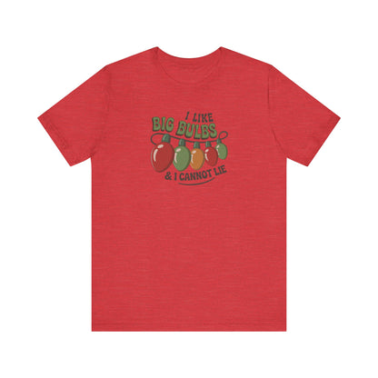 I Like Big Bulbs and I Cannot Lie — Christmas Lights Retro Tee (Light)