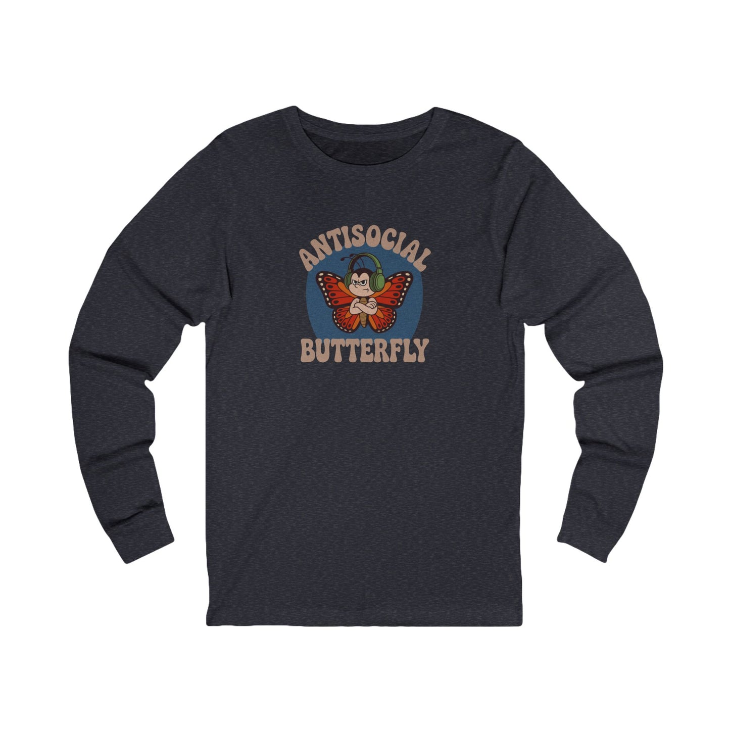 Antisocial Butterfly (Male) — Retro Workout Long Sleeve (Dark)
