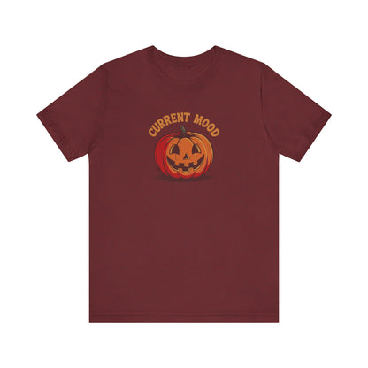 Current Mood (Classic Pumpkin) — Retro Halloween Tee (Dark)