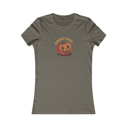 Current Mood (Cute Pumpkin) — Retro Halloween Women's Tee (Dark)