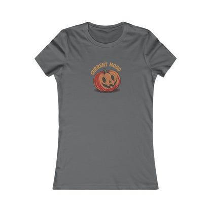 Current Mood (Cute Pumpkin) — Retro Halloween Women's Tee (Dark)