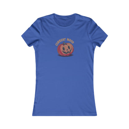 Current Mood (Cute Pumpkin) — Retro Halloween Women's Tee (Dark)