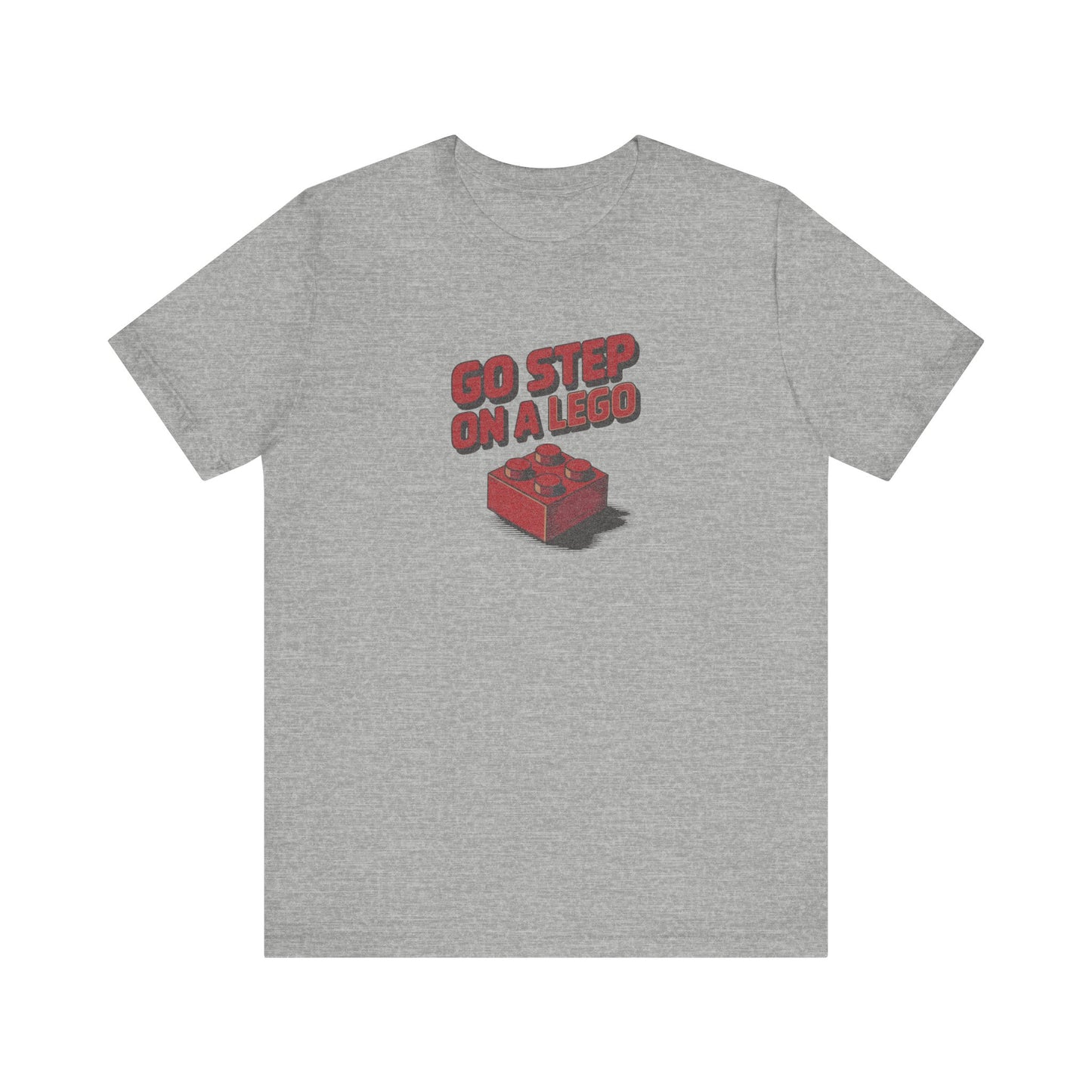 Go Step on a LEGO — Red Plastic Brick Retro Tee (Light)