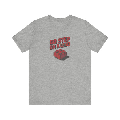 Go Step on a LEGO — Red Plastic Brick Retro Tee (Light)