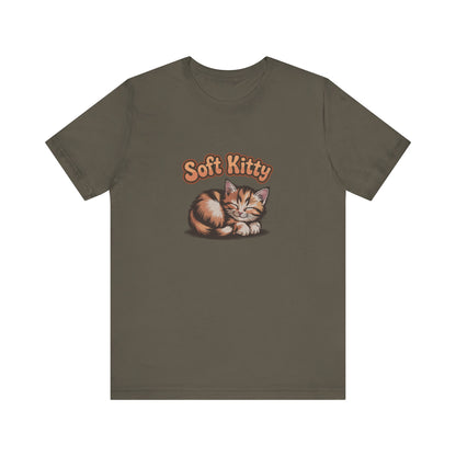 Soft Kitty Sick-Day Lullaby — Big Bang Theory Retro Tee (Dark)