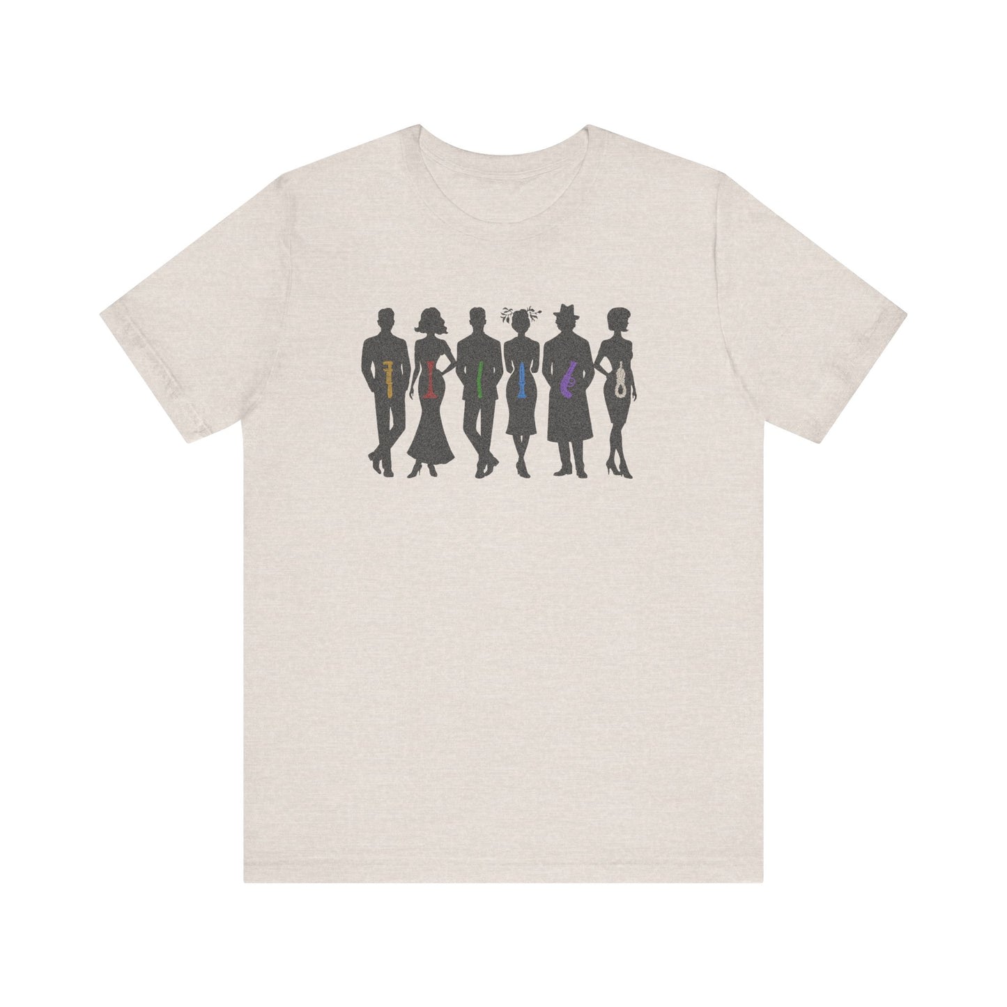 The Usual Suspects, Properly Armed — Clue Retro Tee (Light)