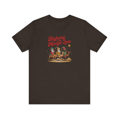 Highway to the Manger Zone — Top Gun Christmas Retro Tee (Dark)
