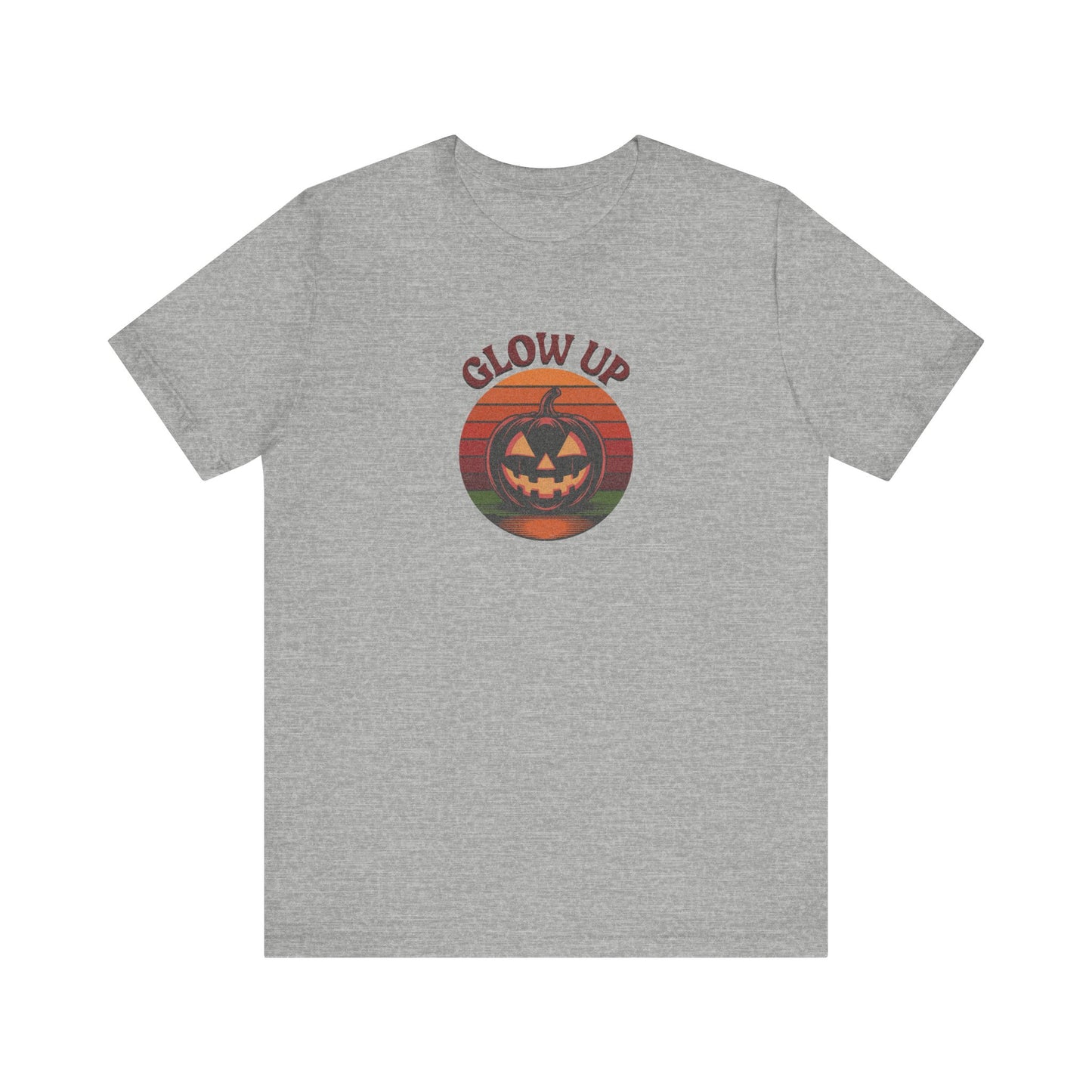 Halloween Glow Up Pumpkin — Retro Autumn Sunset Tee (Light)